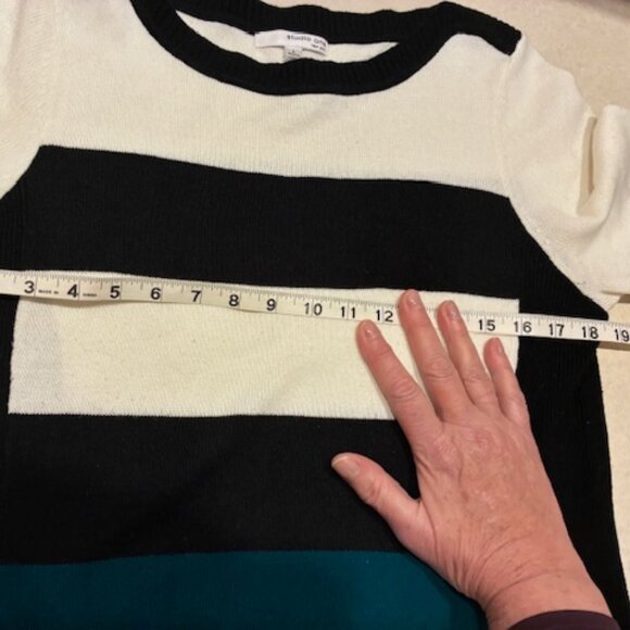 Studio One Women's Colorblock Green Black White Sweater Knit Dress Sz L Holiday - Picture 9 of 9